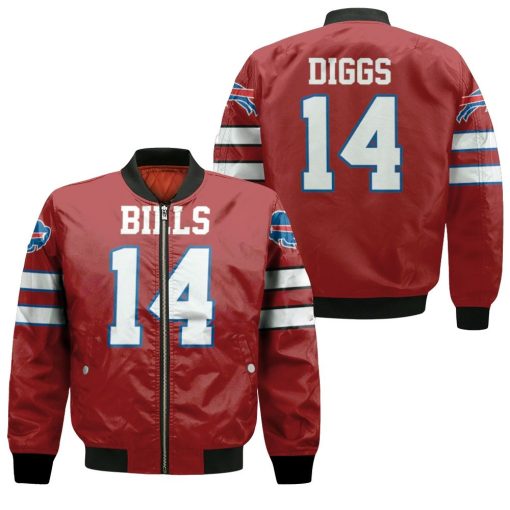 Buffalo Bills Stefon Diggs 14 Red Jersey Inspired Style Bomber Jacket