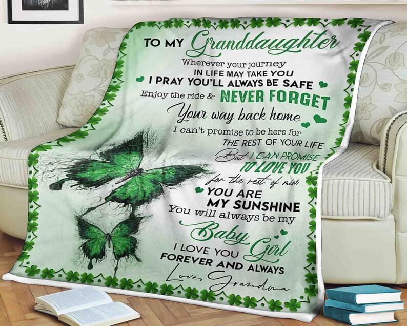 Butterfly Blanket To My Granddaughter You Are My Sunshine Be My Baby Girl For Granddaughter Family 