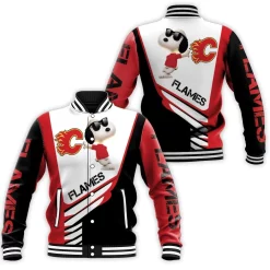 Calgary Flames Snoopy For Fans 3d Baseball Jacket