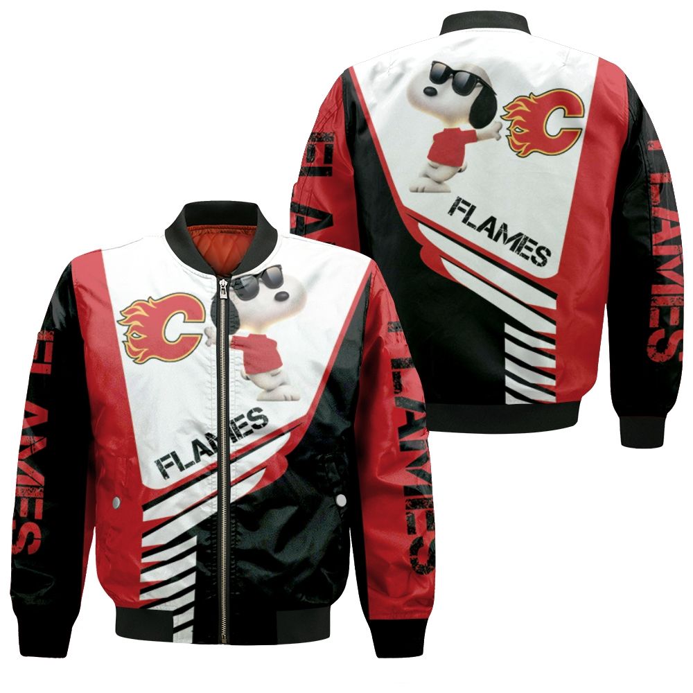 Calgary Flames Snoopy For Fans 3d Bomber Jacket