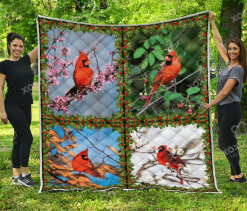 Cardinal Four Seasons Quilt Blanket Great Customized Blanket Gifts For Birthday Christmas Thanksgiving