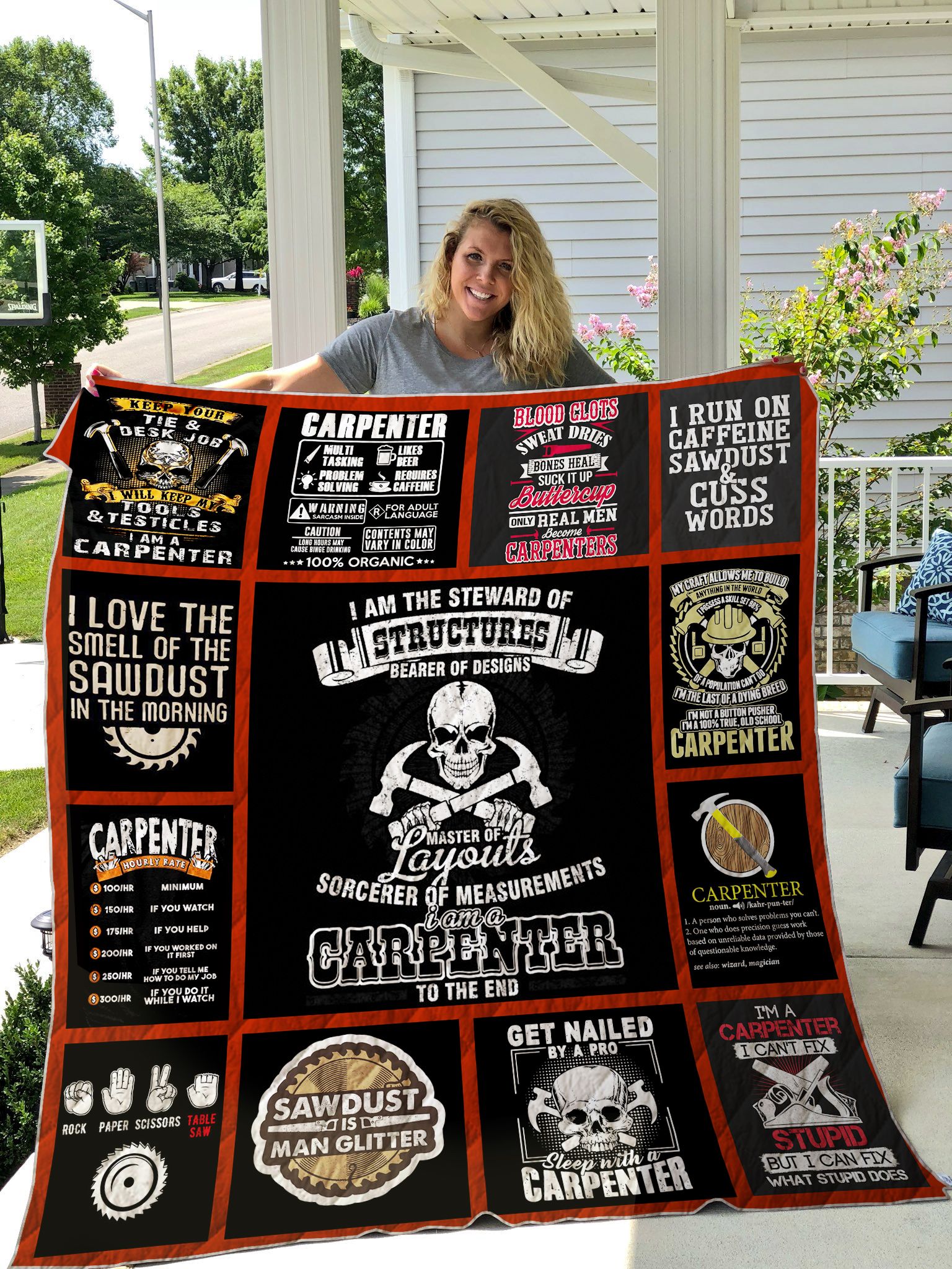 Carpenter I Love The Smell Of Sawdust In The Morning Quilt Blanket Great Customized Gifts For Birthday Christmas Thanksgiving Perfect Gifts For Carpenter