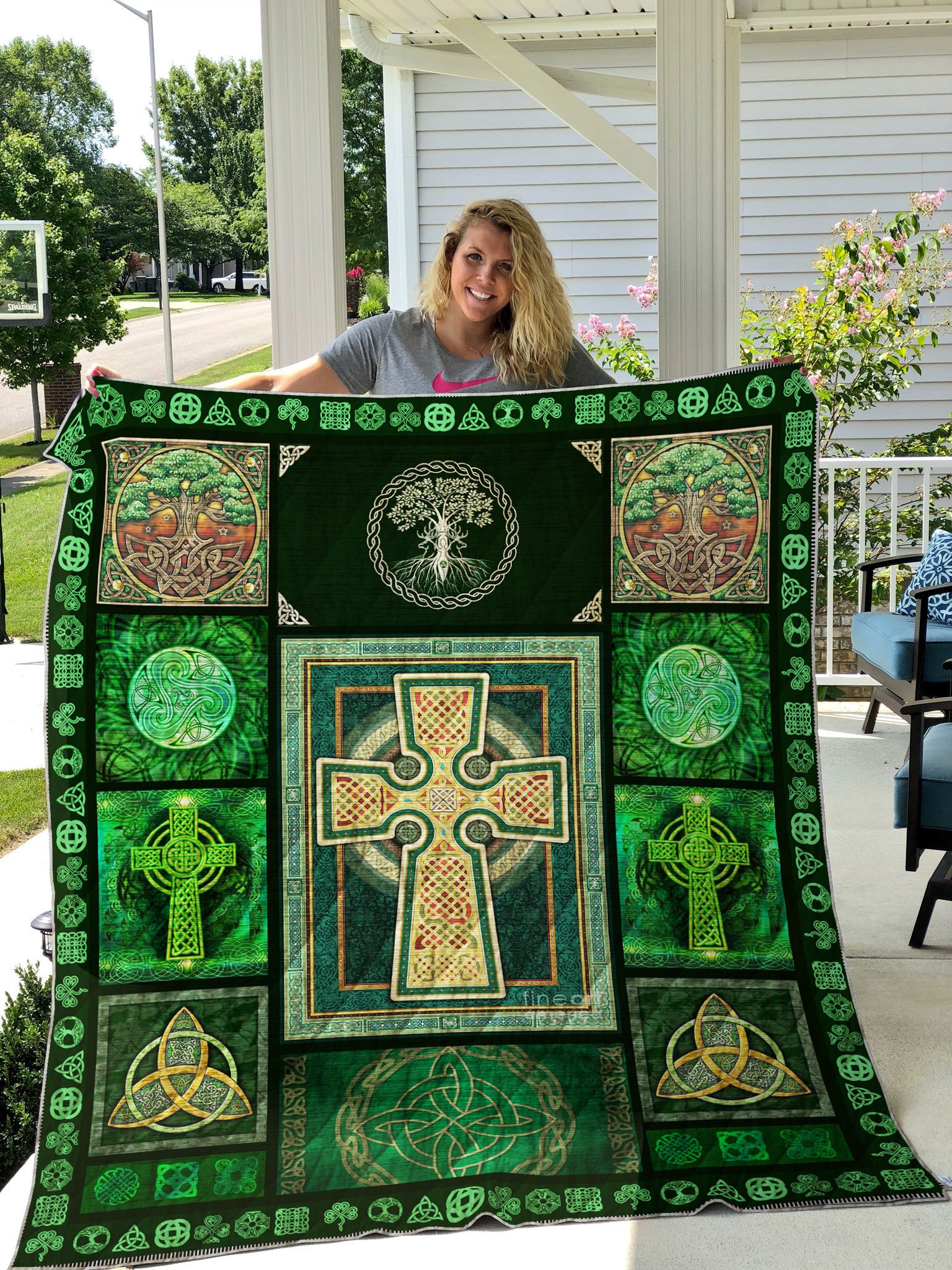 Celtic Cross Quilt Blanket Great Customized Blanket Gifts For Birthday Christmas Thanksgiving