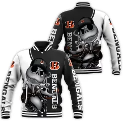 Cincinnati Bengals Jack Skellington And Zero Baseball Jacket