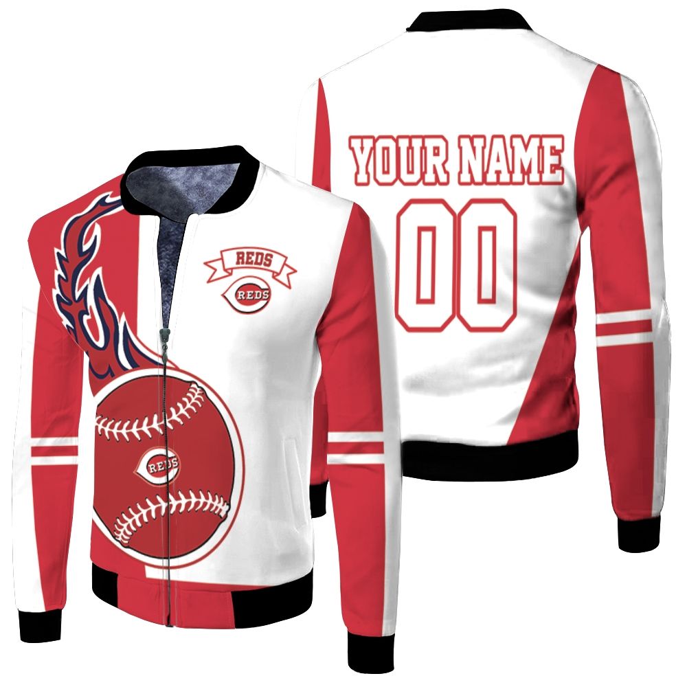 Cincinnati Reds 3d Personalized Fleece Bomber Jacket