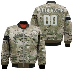 Denver Broncos Camo Pattern 3d Personalized Bomber Jacket