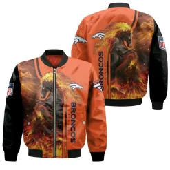 Denver Broncos Horse Nfl Fan For Fan 3d Jersey Bomber Jacket