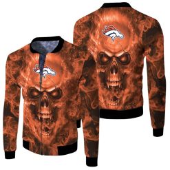 Denver Broncos Nfl Fans Skull Fleece Bomber Jacket