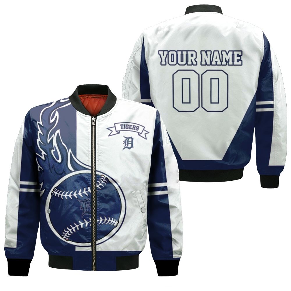 Detroit Tigers Personalized Blue And White Bomber Jacket