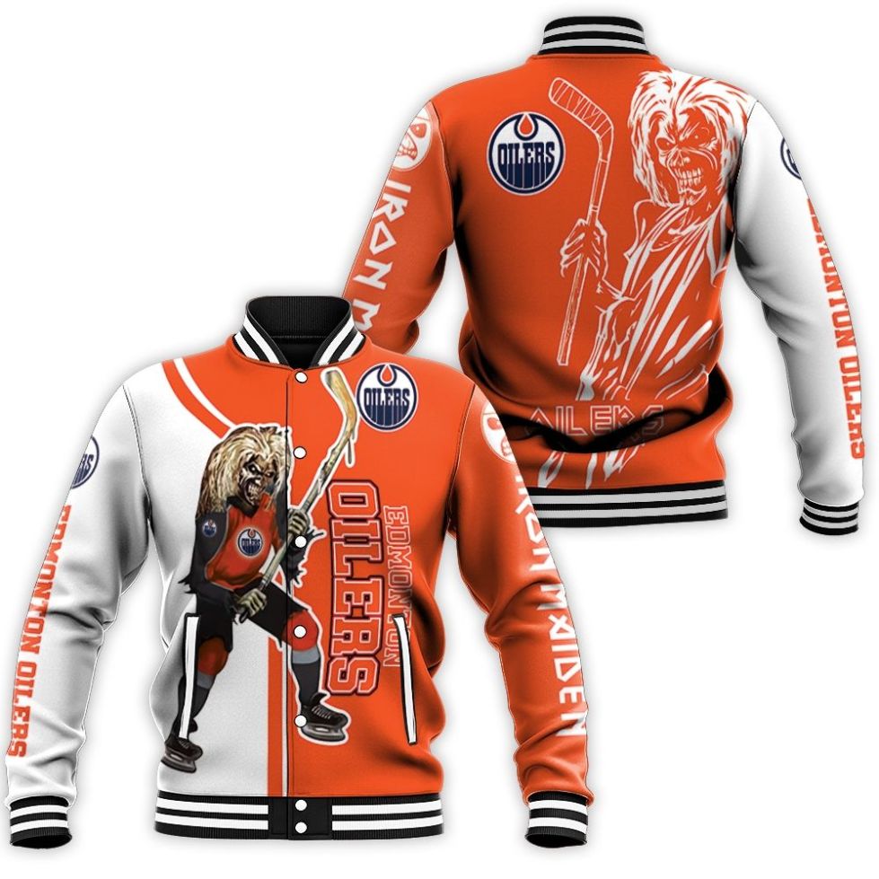 Edmonton Oilers And Zombie For Fans Baseball Jacket