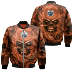 Edmonton Oilers Nhl Fans Skull Bomber Jacket