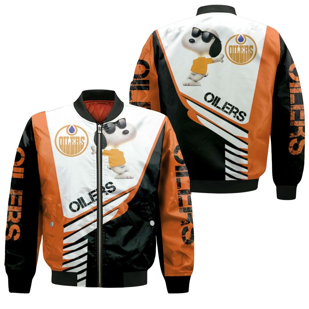 Edmonton Oilers Snoopy For Fans 3d Bomber Jacket