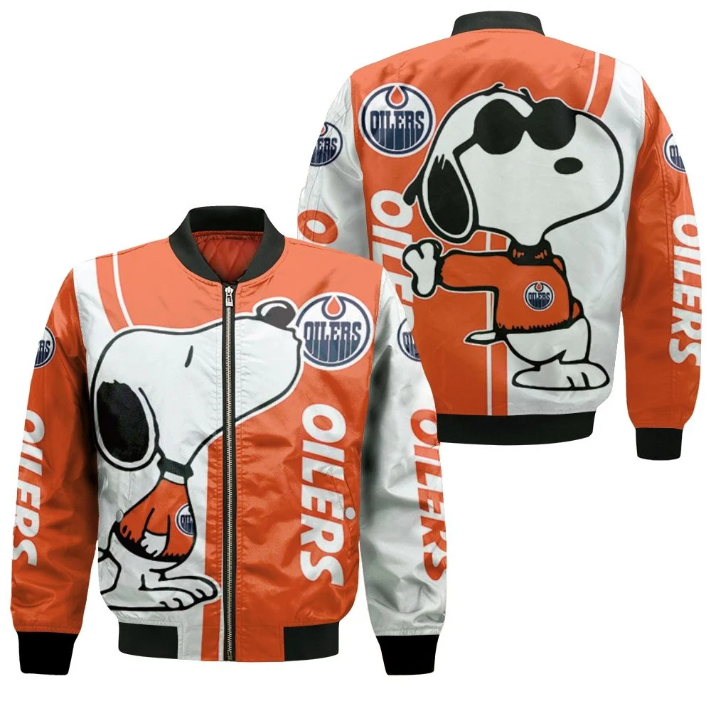 Edmonton Oilers Snoopy Lover 3d Printed Bomber Jacket