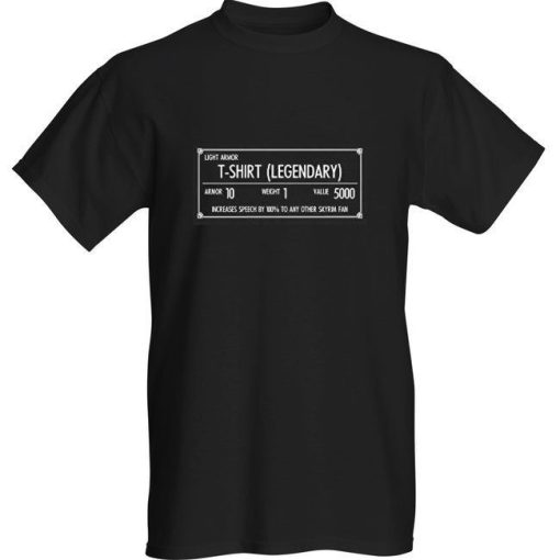 Elder Scrolls Skyrim Inventory Brand New Legendary Unisex T-Shirt