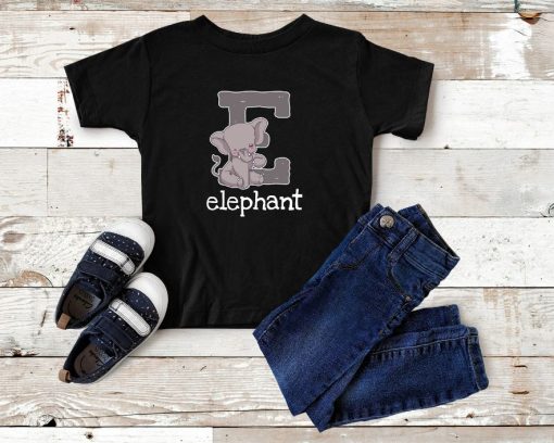 Elephant Alphabet Letter Kids Hippie Animal Lover Toddler Gift Idea Shirt