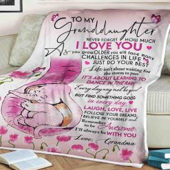 Elephant Blanket To My Granddaughter I Love You In Everyday Laugh Love Live I’ll Always Be With You For Granddaughter Family Bedding
