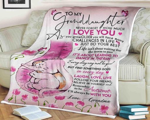 Elephant Blanket To My Granddaughter I Love You In Everyday Laugh Love Live I’ll Always Be With You For Granddaughter Family Bedding