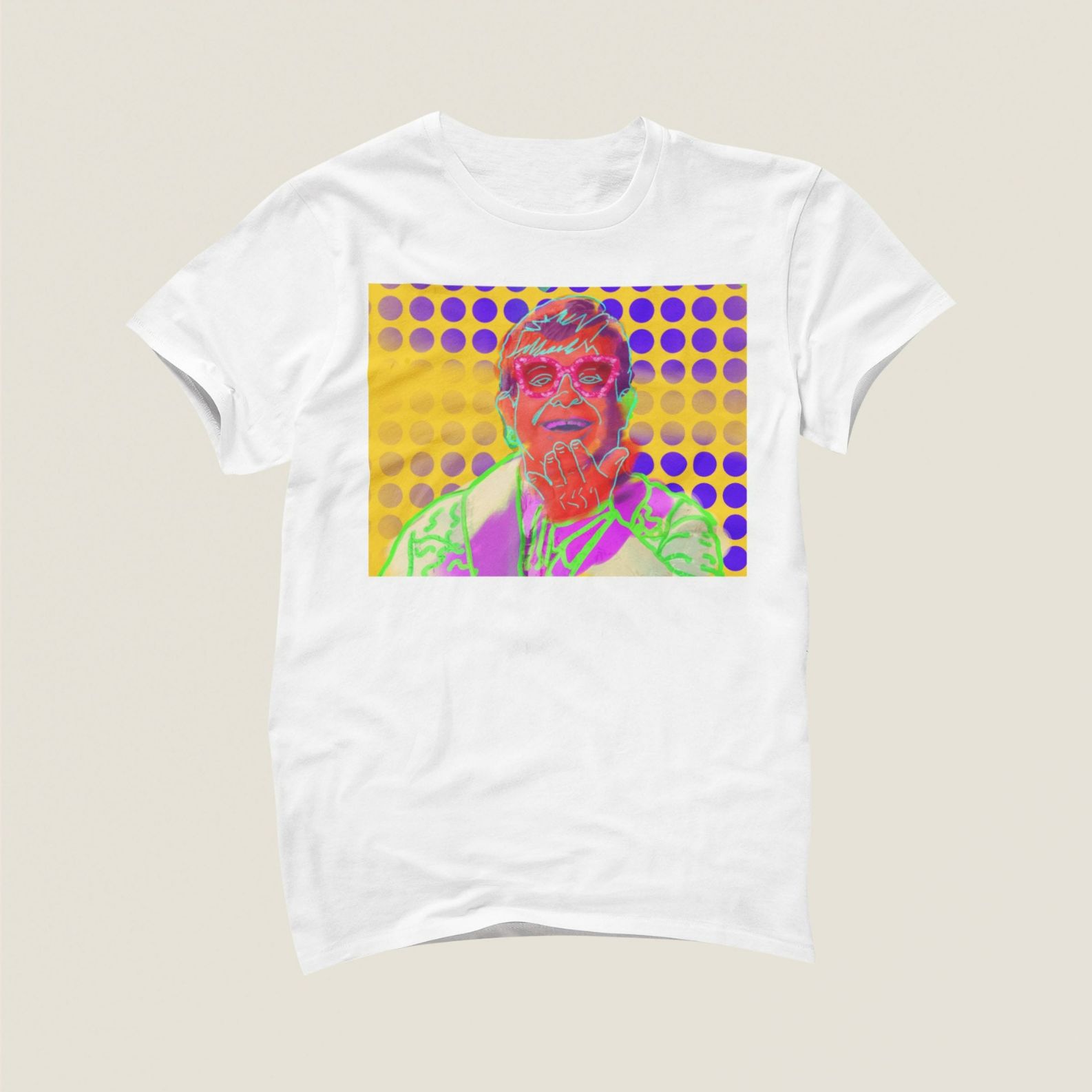 Elton John Colorful Art Design Short Sleeved T-Shirt