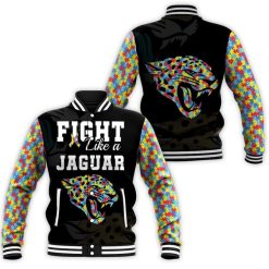 Fight Like A Jacksonville Jaguars Autism Support Baseball Jacket