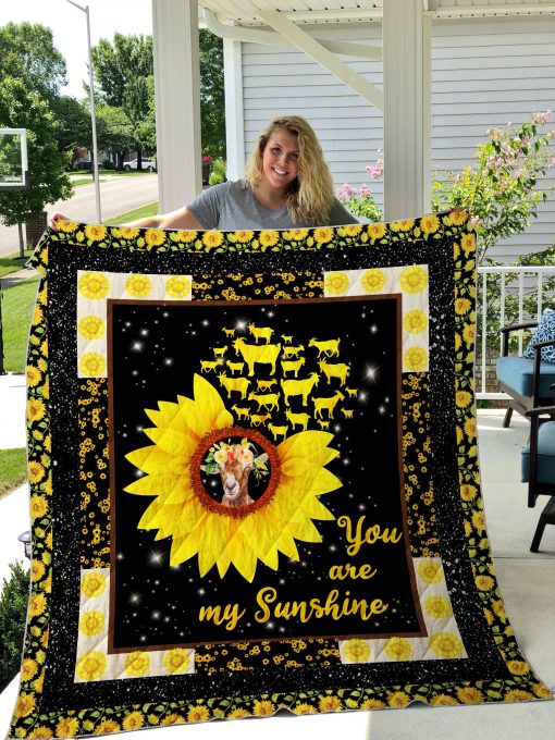 Goat Sunflower You Are My Sunshine Quilt Blanket Great Customized Blanket Gifts For Birthday Christmas Thanksgiving