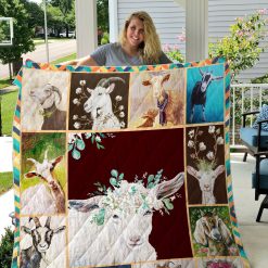 Goat With Flowers Quilt Blanket Great Customized Blanket Gifts For Birthday Christmas Thanksgiving
