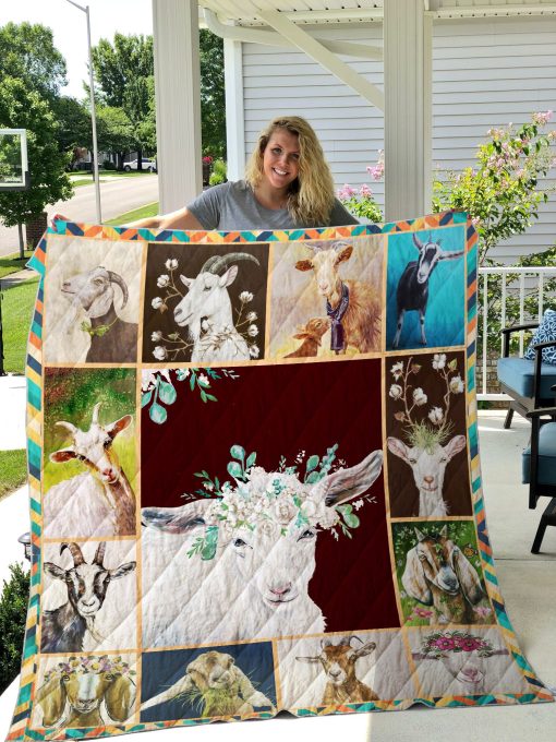 Goat With Flowers Quilt Blanket Great Customized Blanket Gifts For Birthday Christmas Thanksgiving