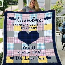 Grandma Blanket Whenever You Touch This Heart You’ll Know That We Love You Fleece Blanket For Grandma