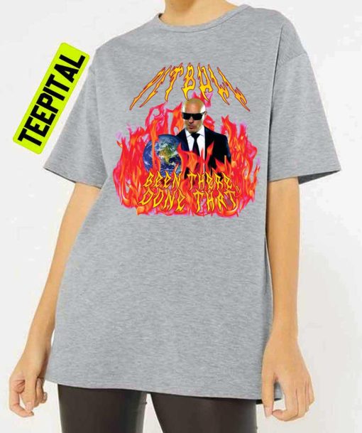 Heavy Metal Pitbull With Flames T-Shirt