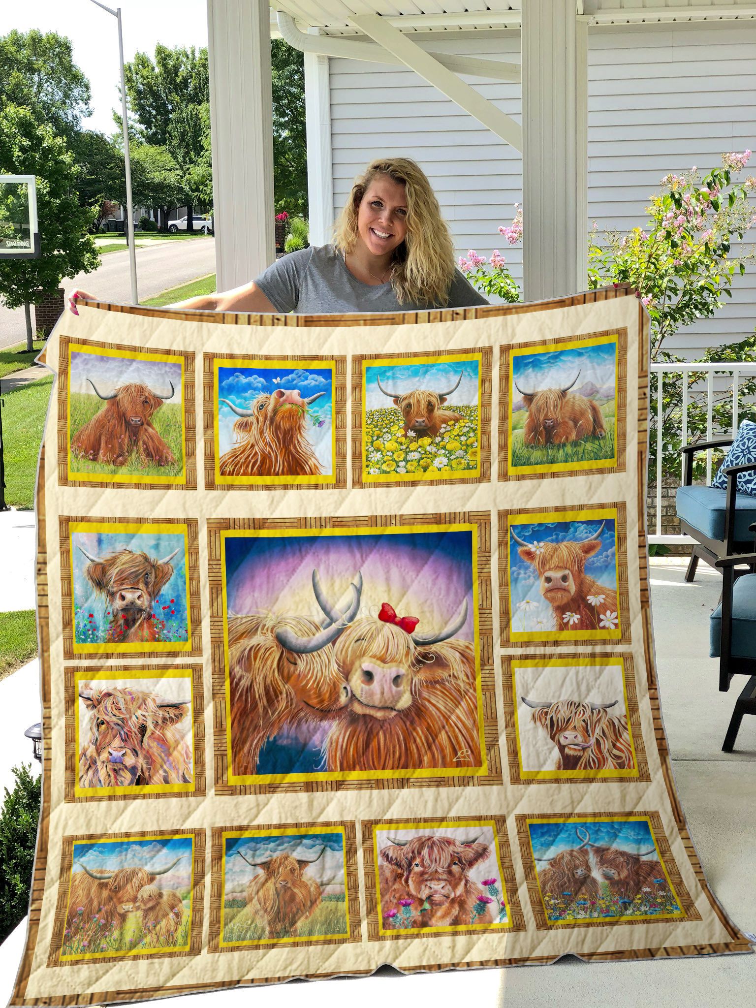 Highland Cows Cute Love Quilt Blanket Great Customized Blanket Gifts For Birthday Christmas Thanksgiving