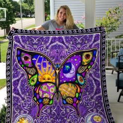 Hippie Butterfly Sun And Moon Quilt Blanket Great Customized Gifts For Birthday Christmas Thanksgiving Perfect Gifts For Hippie