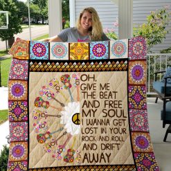 Hippie Give Me The Beat Quilt Blanket Great Customized Gifts For Birthday Christmas Thanksgiving Perfect Gifts For Hippie