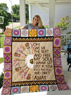 Hippie Give Me The Beat Quilt Blanket Great Customized Gifts For Birthday Christmas Thanksgiving Perfect Gifts For Hippie