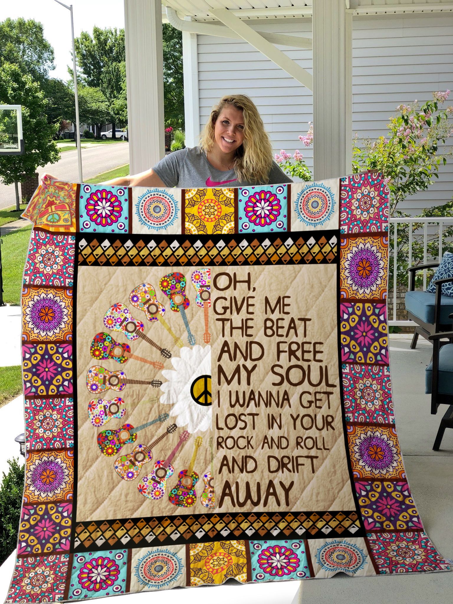 Hippie Give Me The Beat Quilt Blanket Great Customized Gifts For