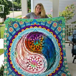Hippie Yin Yang Quilt Blanket Great Customized Gifts For Birthday Christmas Thanksgiving Perfect Gifts For Hippie