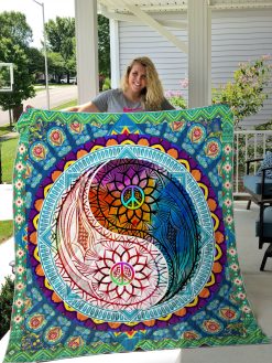 Hippie Yin Yang Quilt Blanket Great Customized Gifts For Birthday Christmas Thanksgiving Perfect Gifts For Hippie