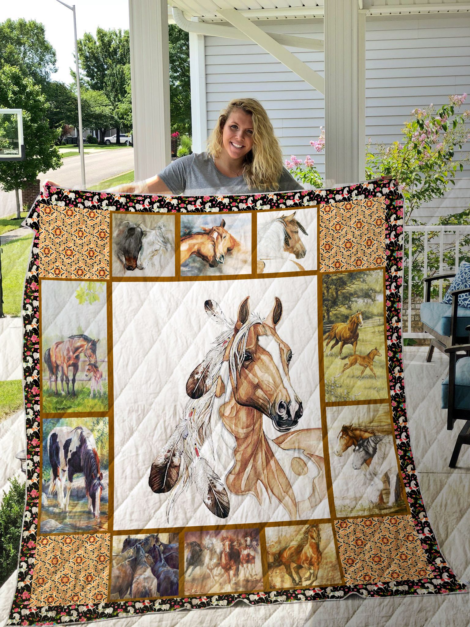 Horse Family Quilt Blanket Great Customized Gifts For Birthday Christmas Thanksgiving Perfect Gifts For Horse Lover