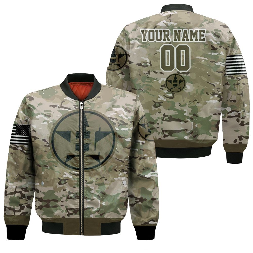 Houston Astros Camouflage Veteran 3d Personalized Bomber Jacket