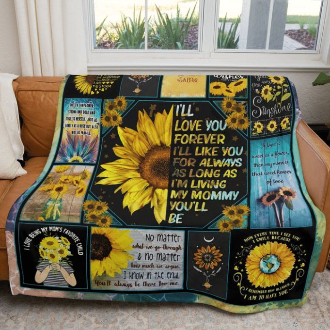 I Love You Mommy Sunflower Blanket Gift For Mom Birthday Gift Home Decor