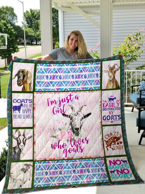 I’m Just A Girl Who Loves Goats Quilt Blanket Great Customized Blanket Gifts For Birthday Christmas Thanksgiving