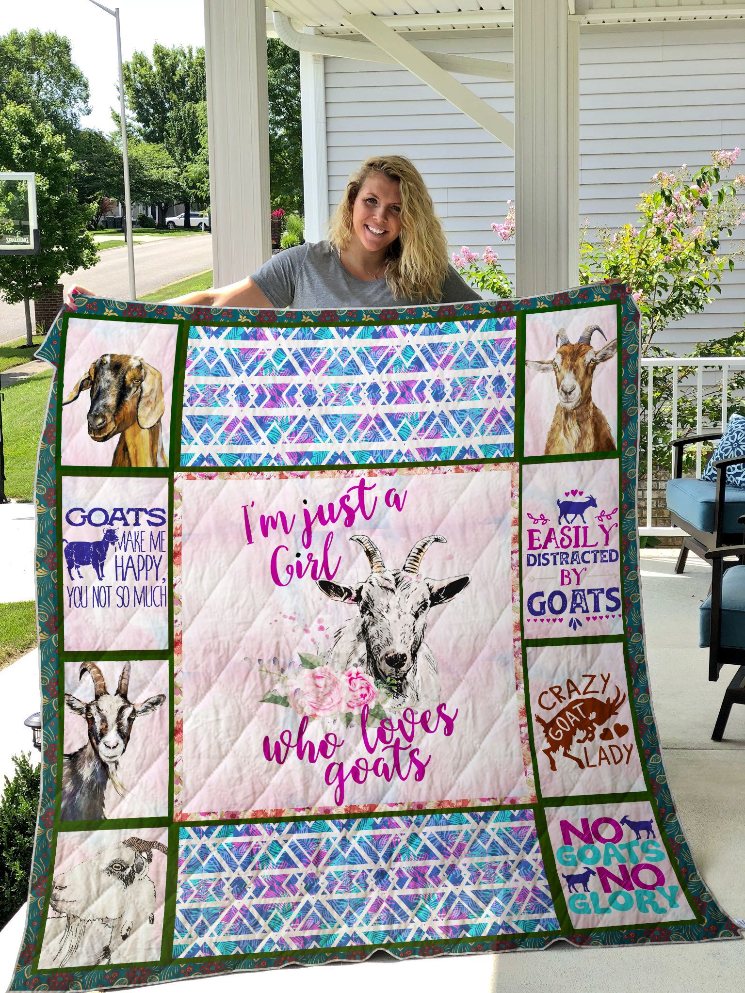 I'm Just A Girl Who Loves Goats Quilt Blanket Great Customized Blanket Gifts For Birthday Christmas Thanksgiving