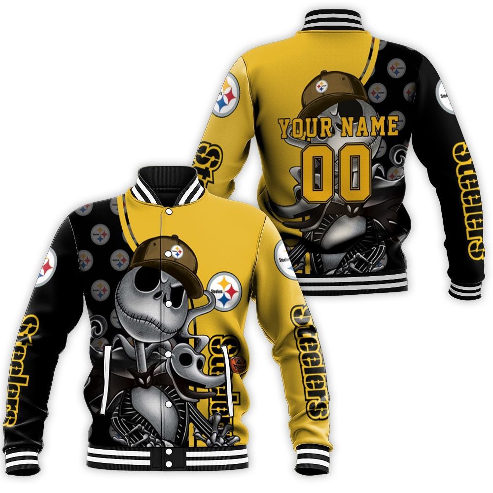 Jack Skellington Pittsburgh Steelers 3d Personalized Baseball Jacket