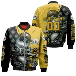 Jack Skellington Pittsburgh Steelers 3d Personalized Bomber Jacket