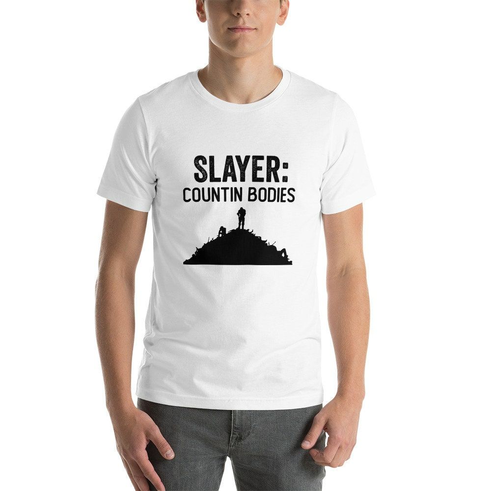 JaxonHawk Slayer Countin Bodies Black Text Short-Sleeve Unisex T-Shirt