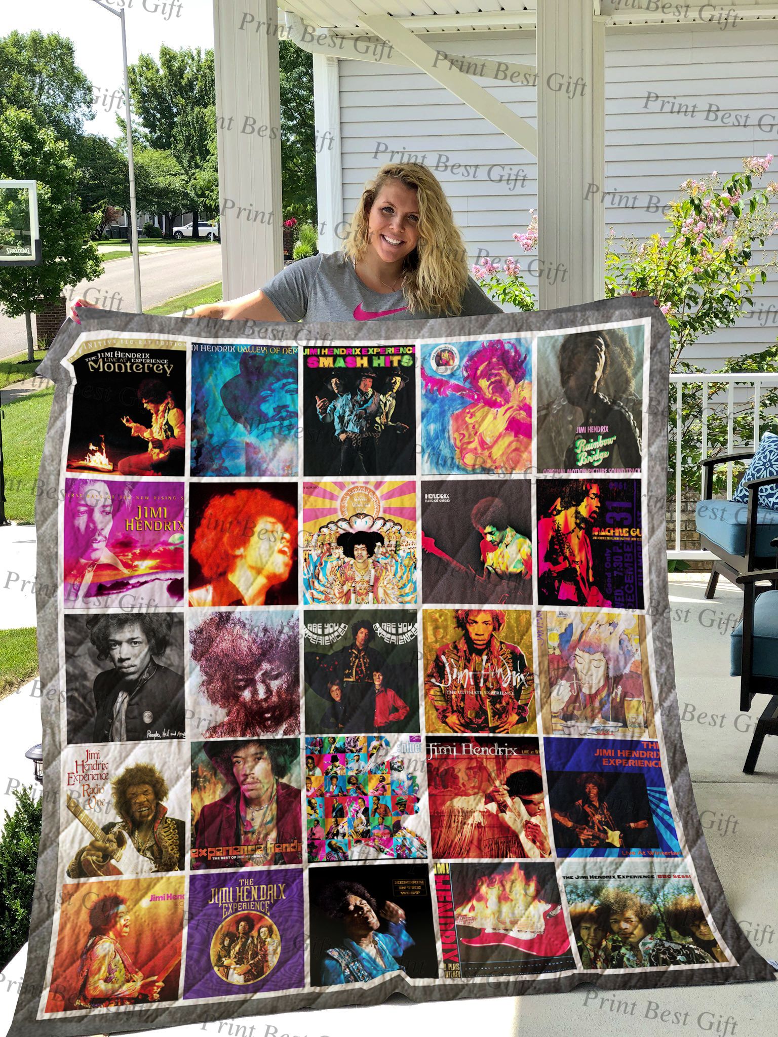 Jimi Hendrix Albums Cover Poster Quilt Blanket Ver 2