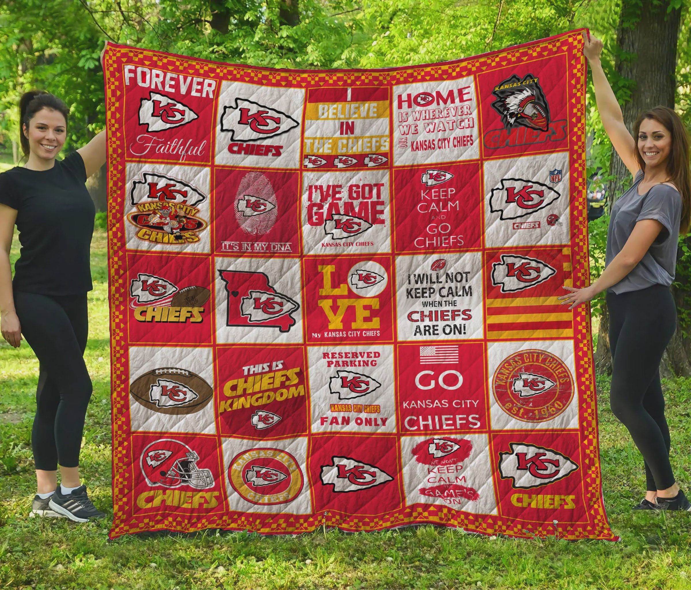 Kansas City Chiefs Quilt Blanket 12 NFL Football Family Fan Gift Idea For Fans For Him For Her