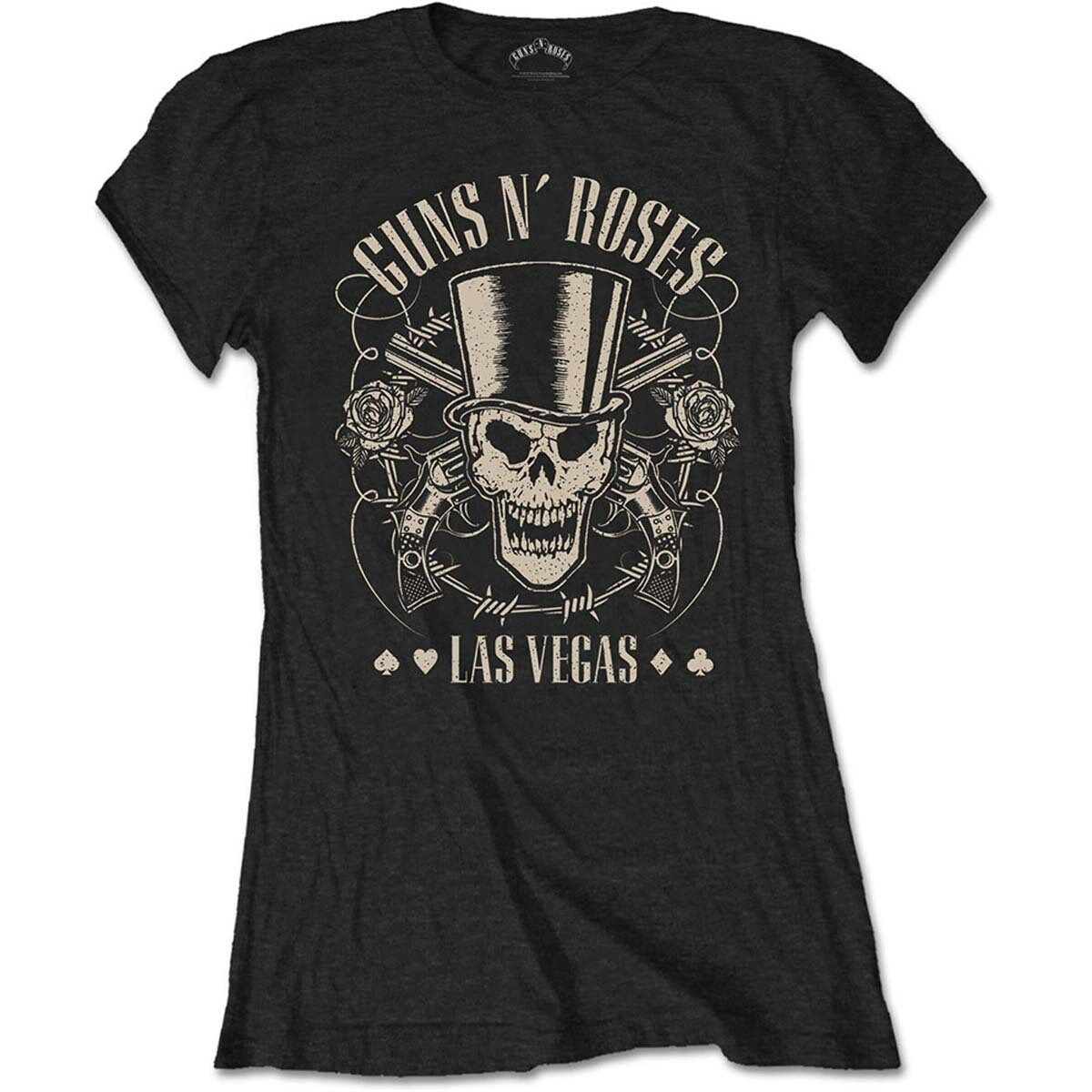 Ladies Guns n Roses Slash Top Hat Skull Official Tee T Shirt