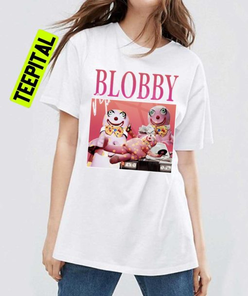 Mr Blobby Homage Vintage 90s Bootleg Style T-Shirt