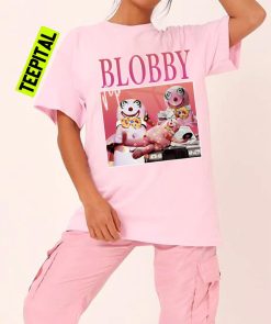 Mr Blobby Homage Vintage 90s Bootleg Style T-Shirt