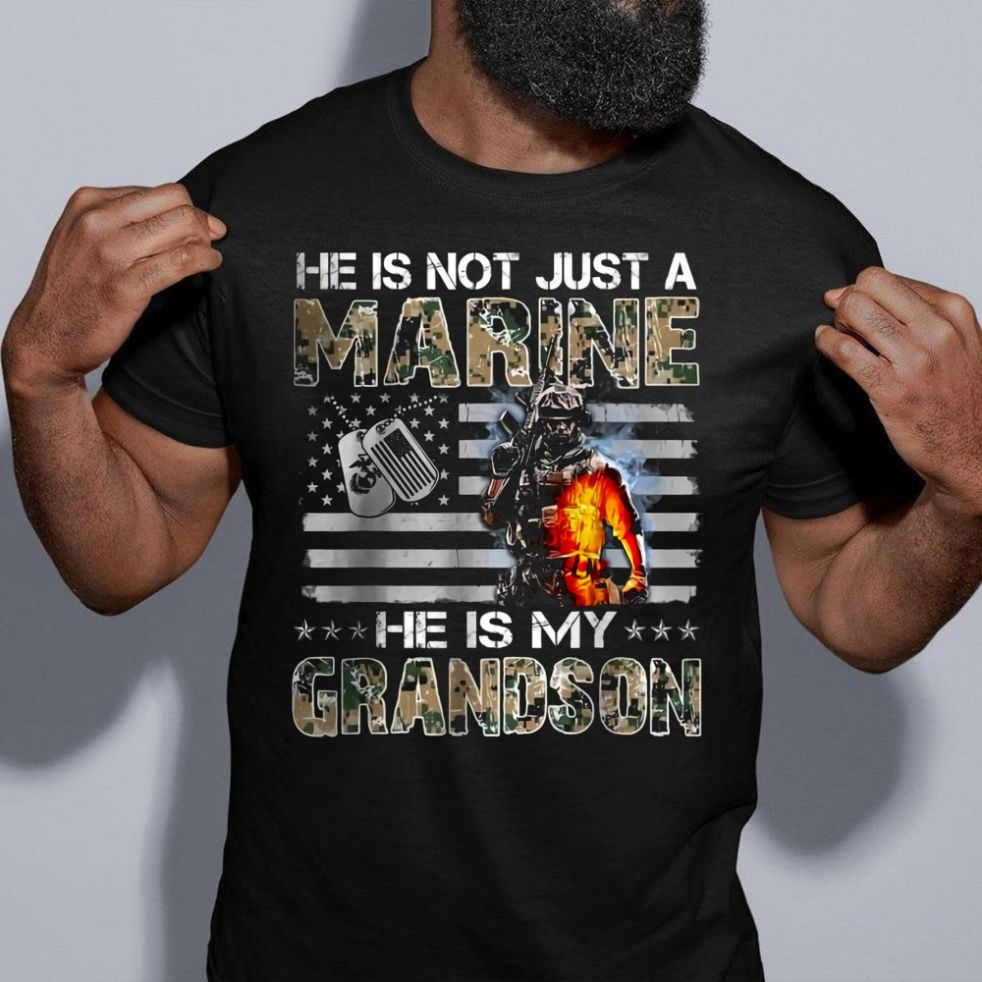 My Grandson Is A Marine Proud Grandma Proud Grandpa T-Shirt