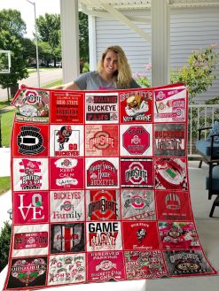 Ohio State Buckeyes Football Quilt Blanket Fan Made